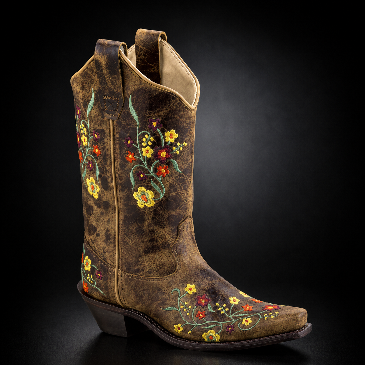 Children & Youth Burnt Tan Pointed Toe Western Boot | WILD 238