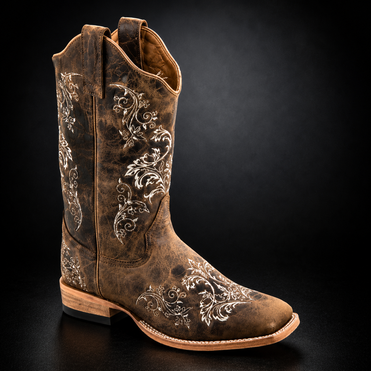 Woman's Burnt Tan Shaft Wide Square Toe Western Boot | WEST 8177