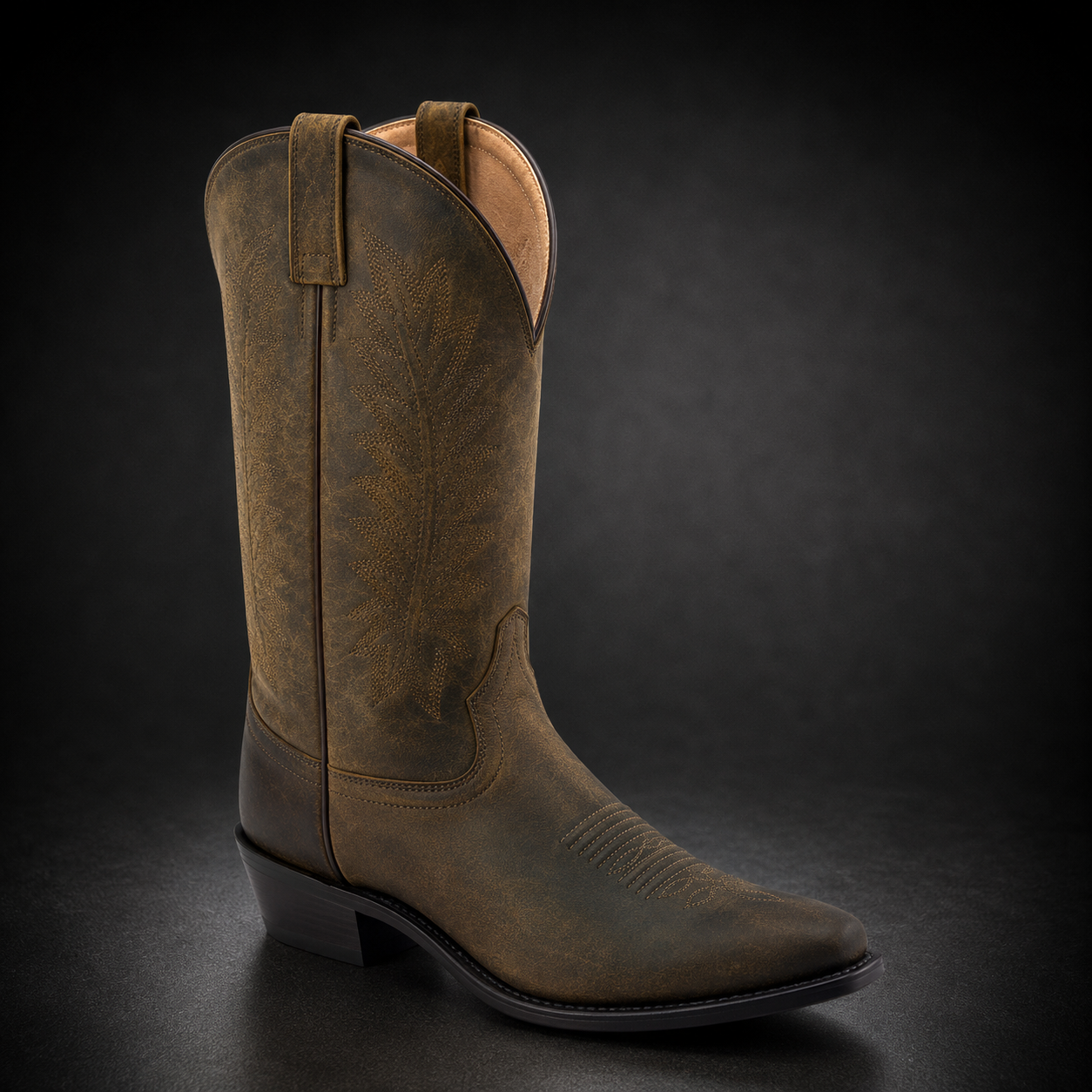 Men's Brown Round Toe Western Boot | WEST 040