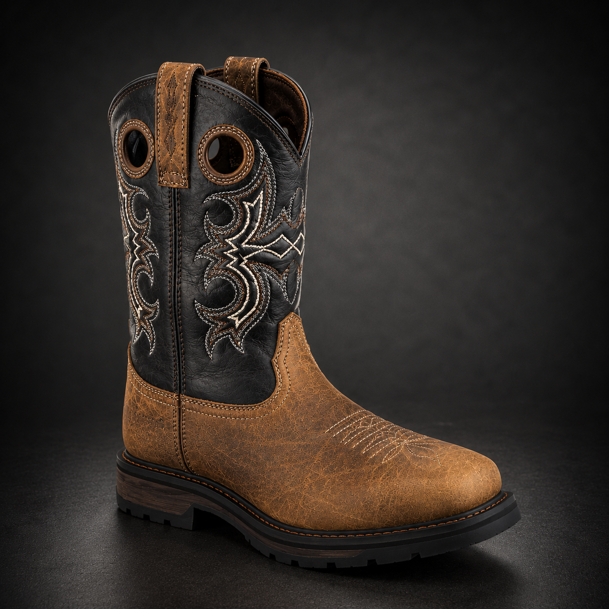 Men's Light Brown / Blue Shaft Western Work Boot | WEST 8413
