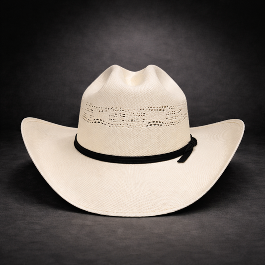 Wild Wild West | Adults Bangora Straw White Cowboy Hat | Cattleman Crown