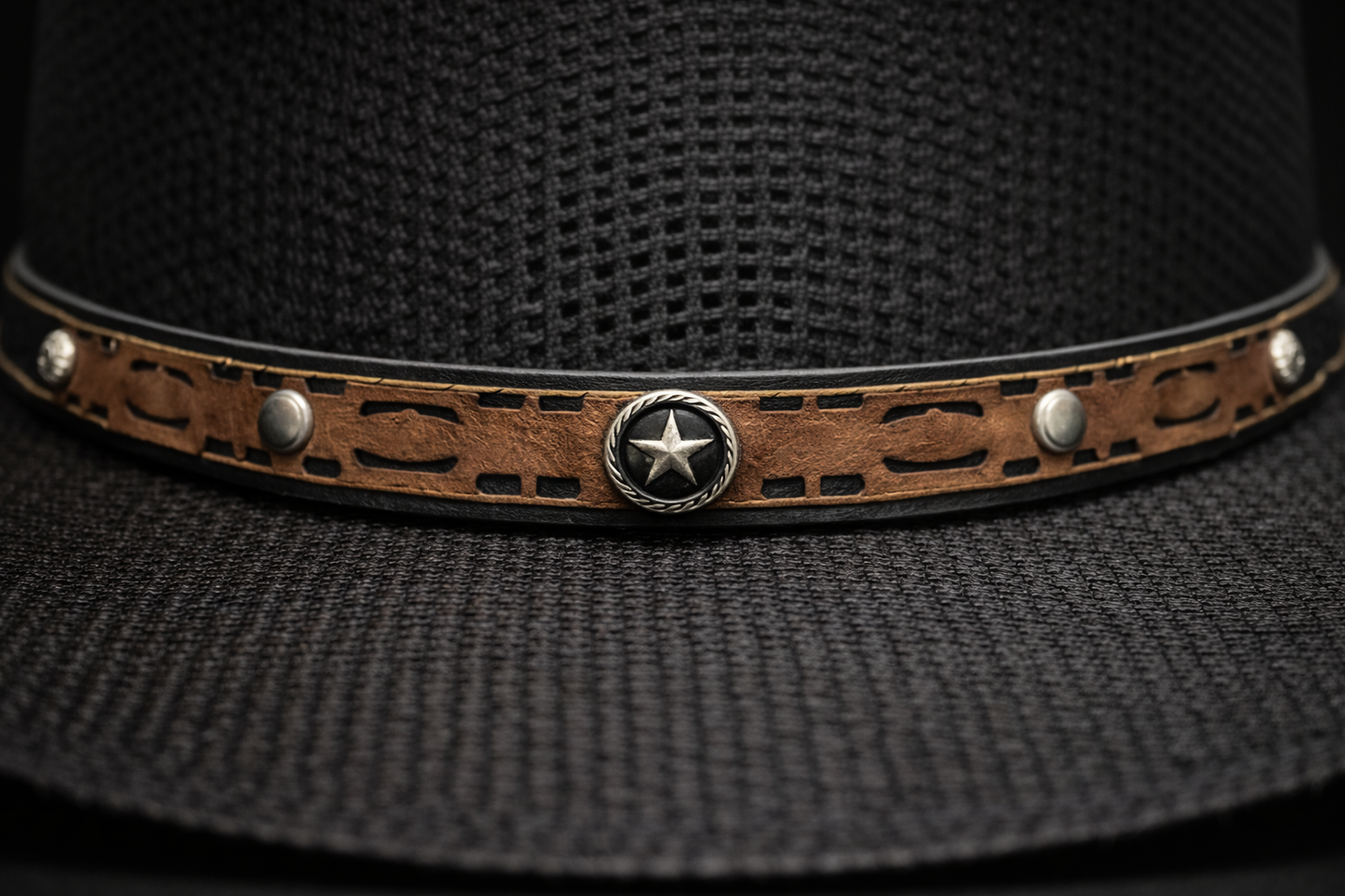 Wild Wild West | Kids Cuadrillé Straw Black Cowboy Hat | Bologna Crown