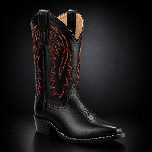 Children's Black Pointed Toe Western Boot | KIDS 110