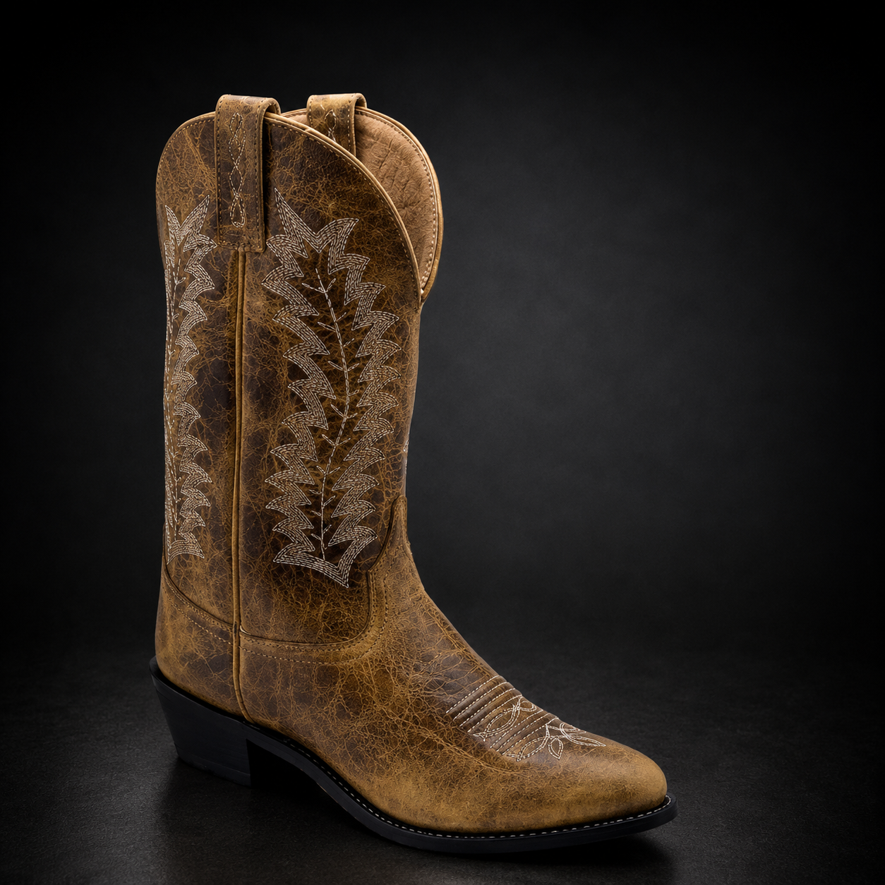 Woman's Distressed Brown Round Toe Western Boot | WEST 039L