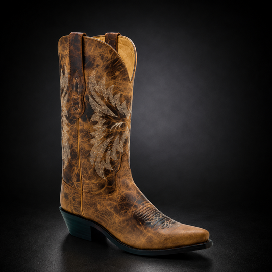 Woman's Burnt Tan Pointed Toe Western Boot | WEST 610