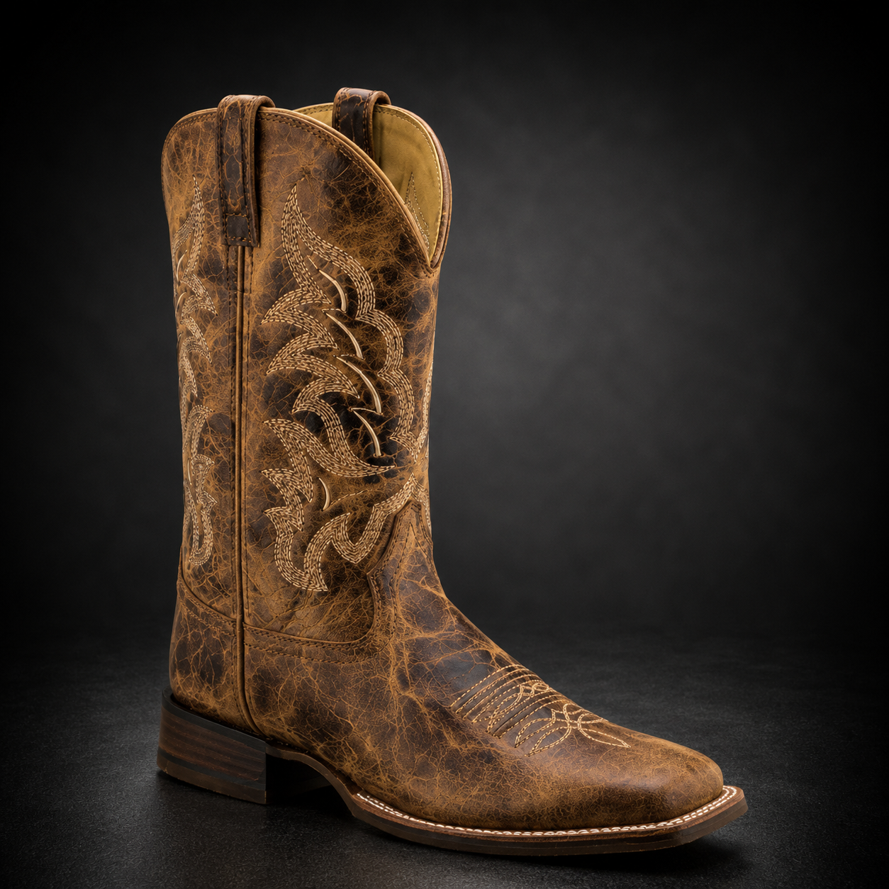 Men's Burnt Tan Wide Square Toe Western Boot | WEST 900