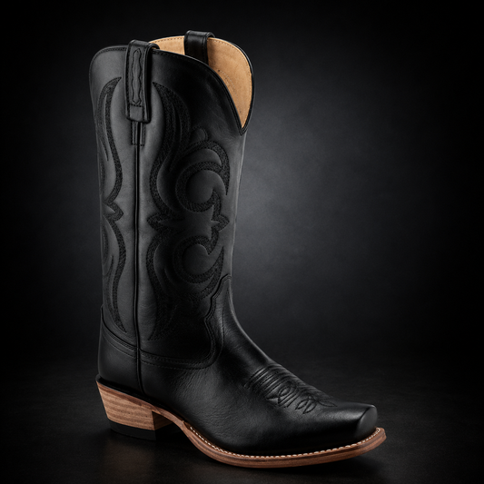 Woman's Black Square Toe Western Boot | WEST 8136