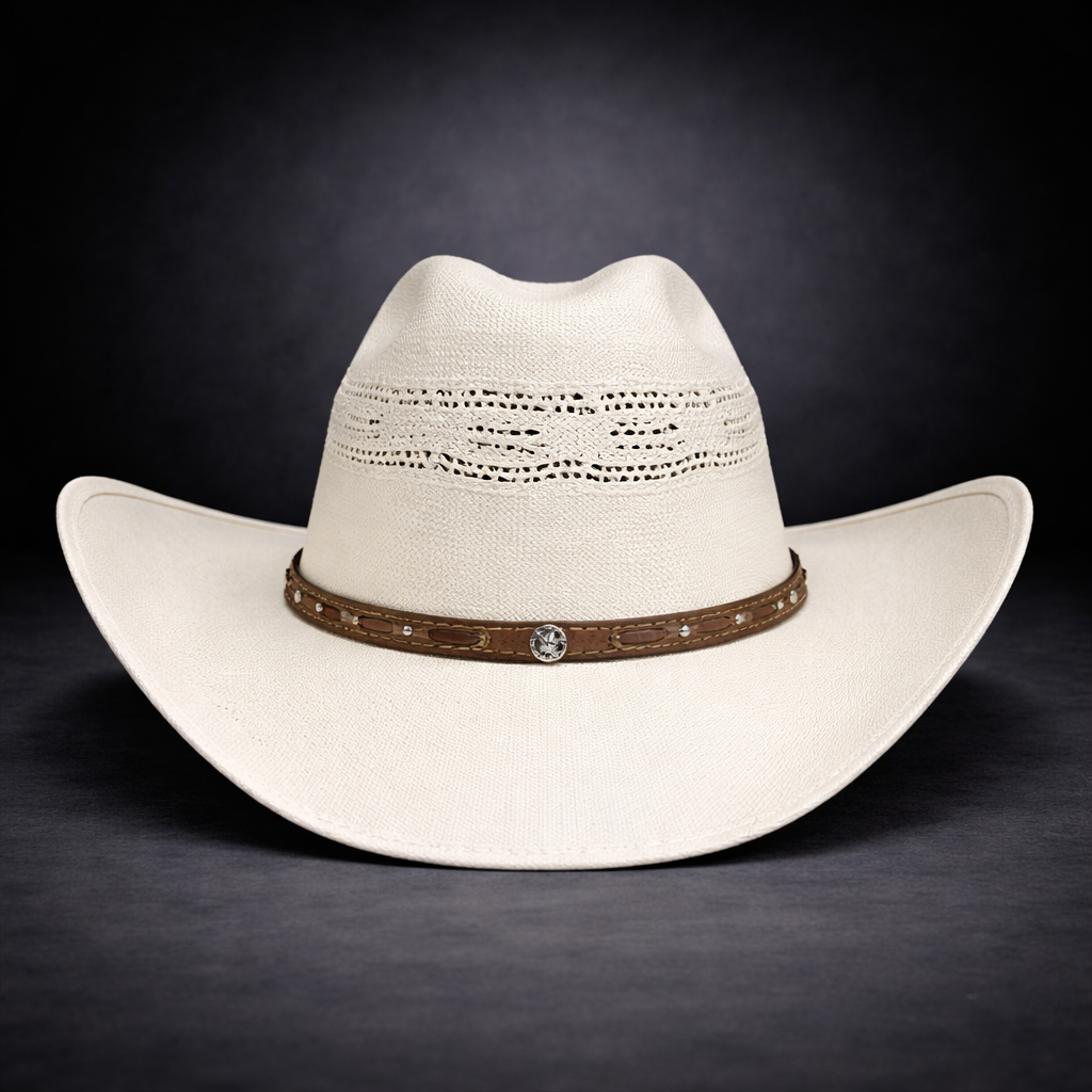 Wild Wild West | Kids Cuadrillé Straw White Cowboy Hat | Bologna Crown