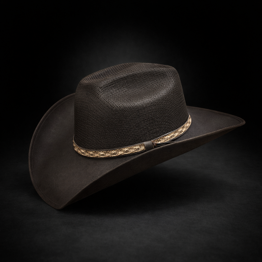 Wild Wild West | Adults Cuadrillé Straw Brown Cowboy Hat | Country Crown