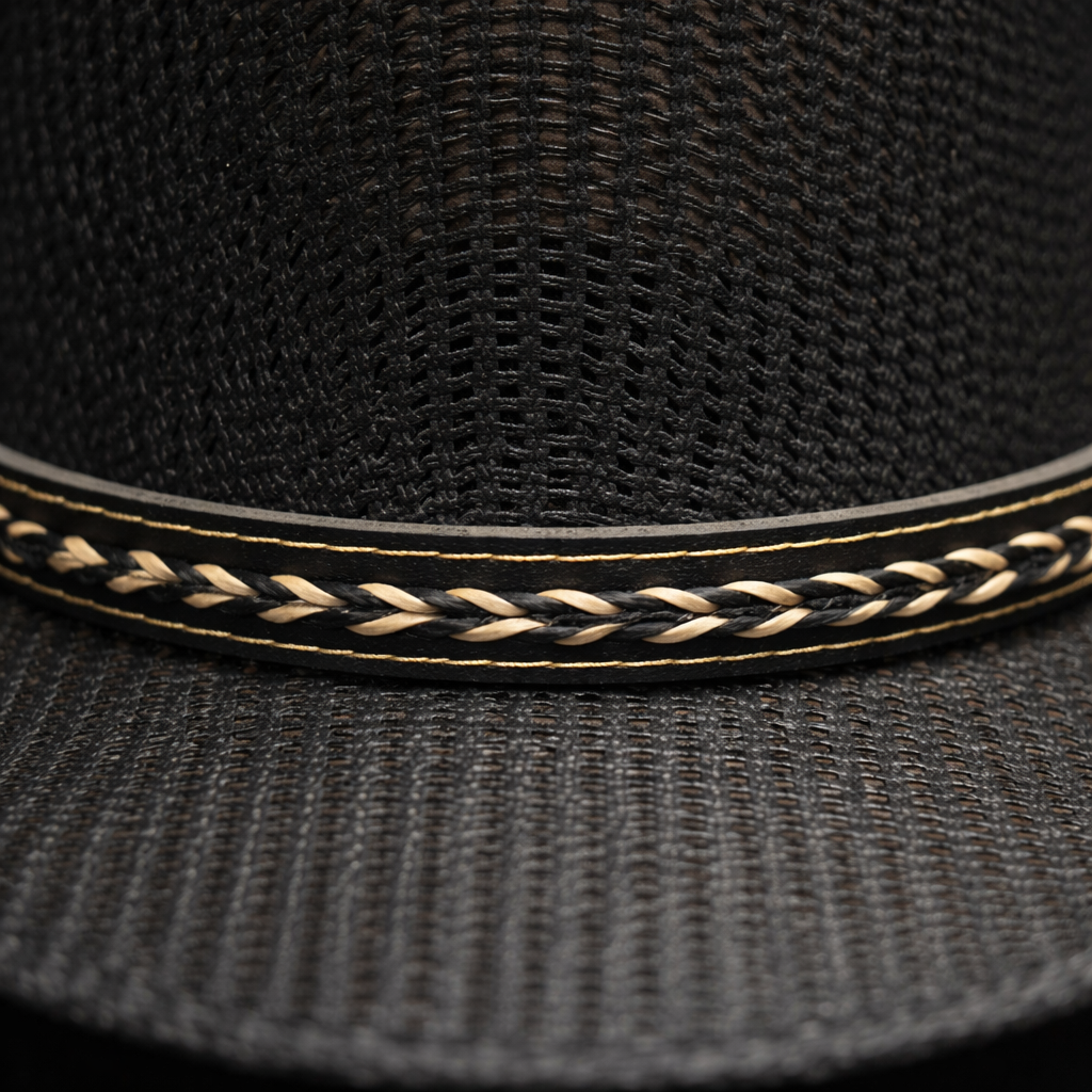 Wild Wild West | Adults Cuadrillé Straw Black Cowboy Hat | Cattleman Crown